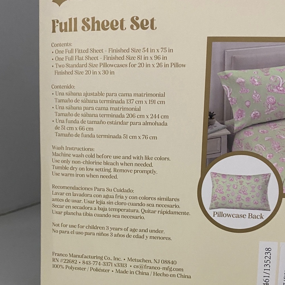 Wicked x Katie Kime Full Sheet Set Glinda Pink Green Toile NIP Target - Picture 7 of 8